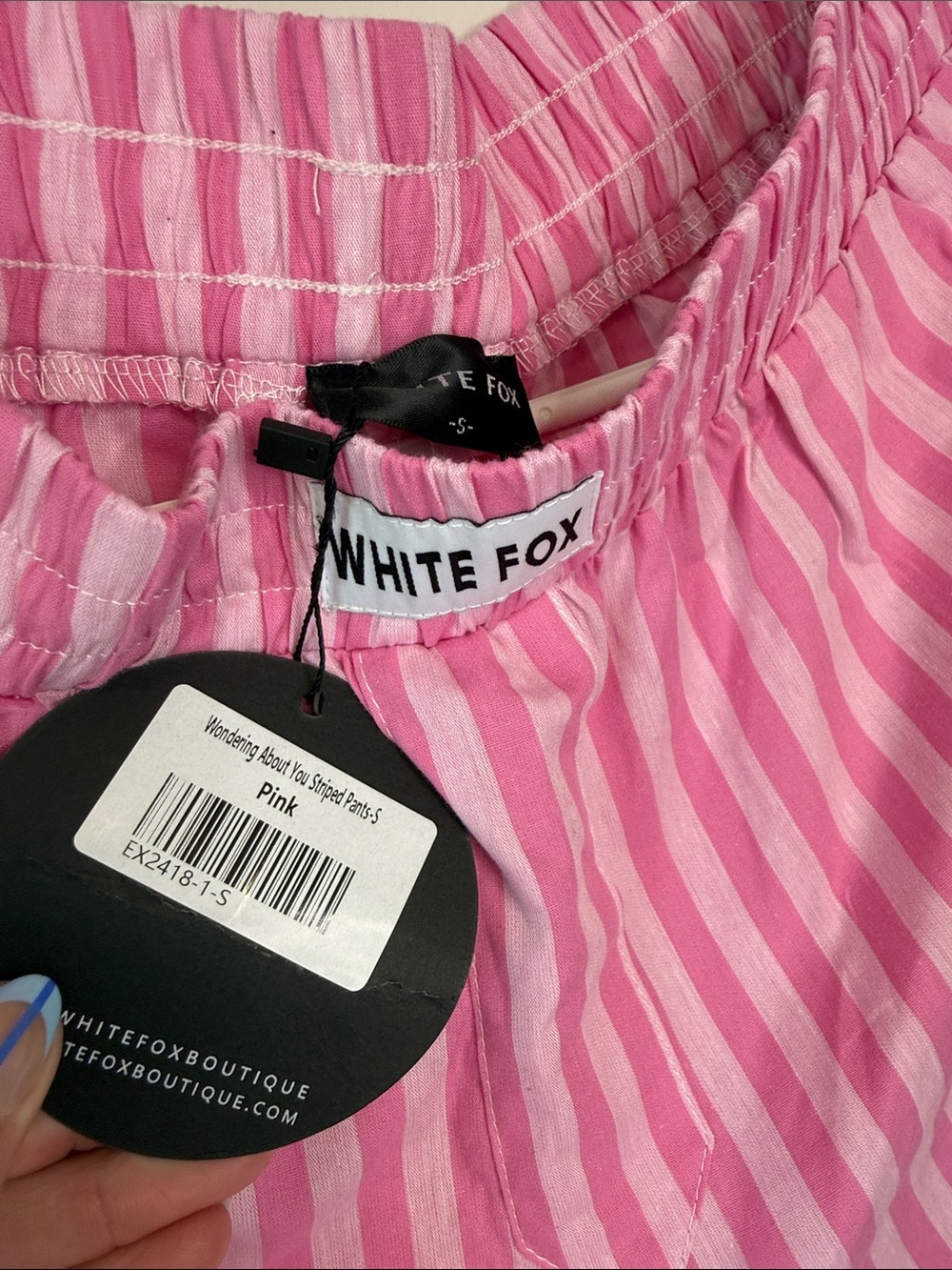White Fox Boutique Pink & Light Pink Striped Casual Pants - Picture 2 of 2